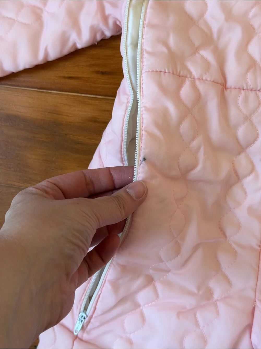 Vintage Cradlecraft Quilted Hooded Baby Snowsuit in Light Pink Size L